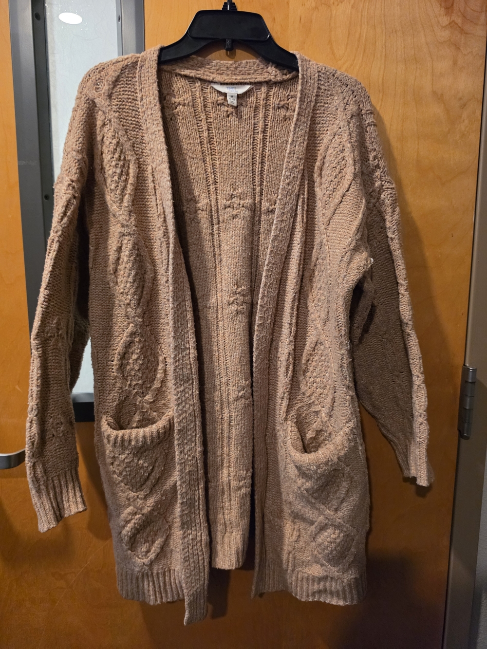 Time and Tru Cozy Open-Front Chunky Cardigan Sweater - Taupe